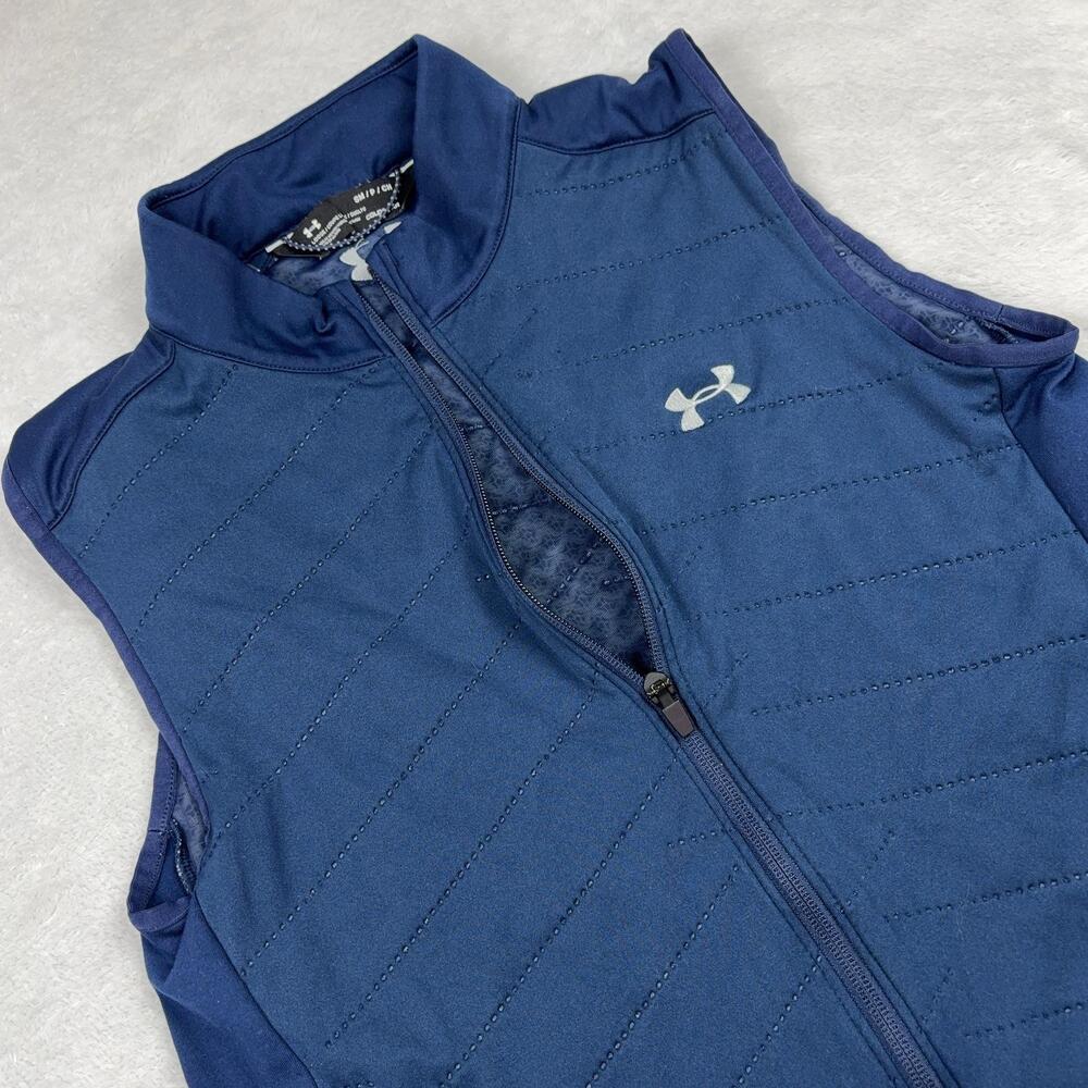Under Armour Vest Mens S Blue ColdGear Quilted Insulated Full Zip Pockets